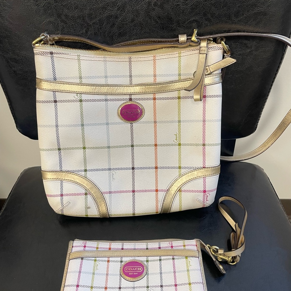 Coach Multicolor Plaid Crossbody Bag